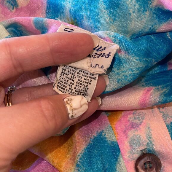 Vintage Maxi Dress Neon Point Collar VTG Kaftan Retro - Picture 10 of 11